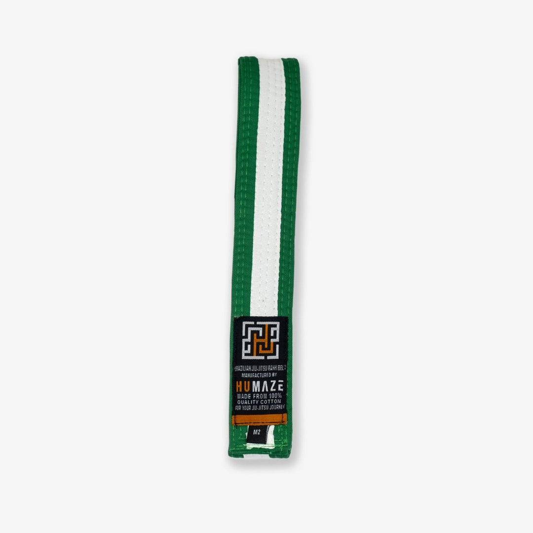 bjj green belt with white strip