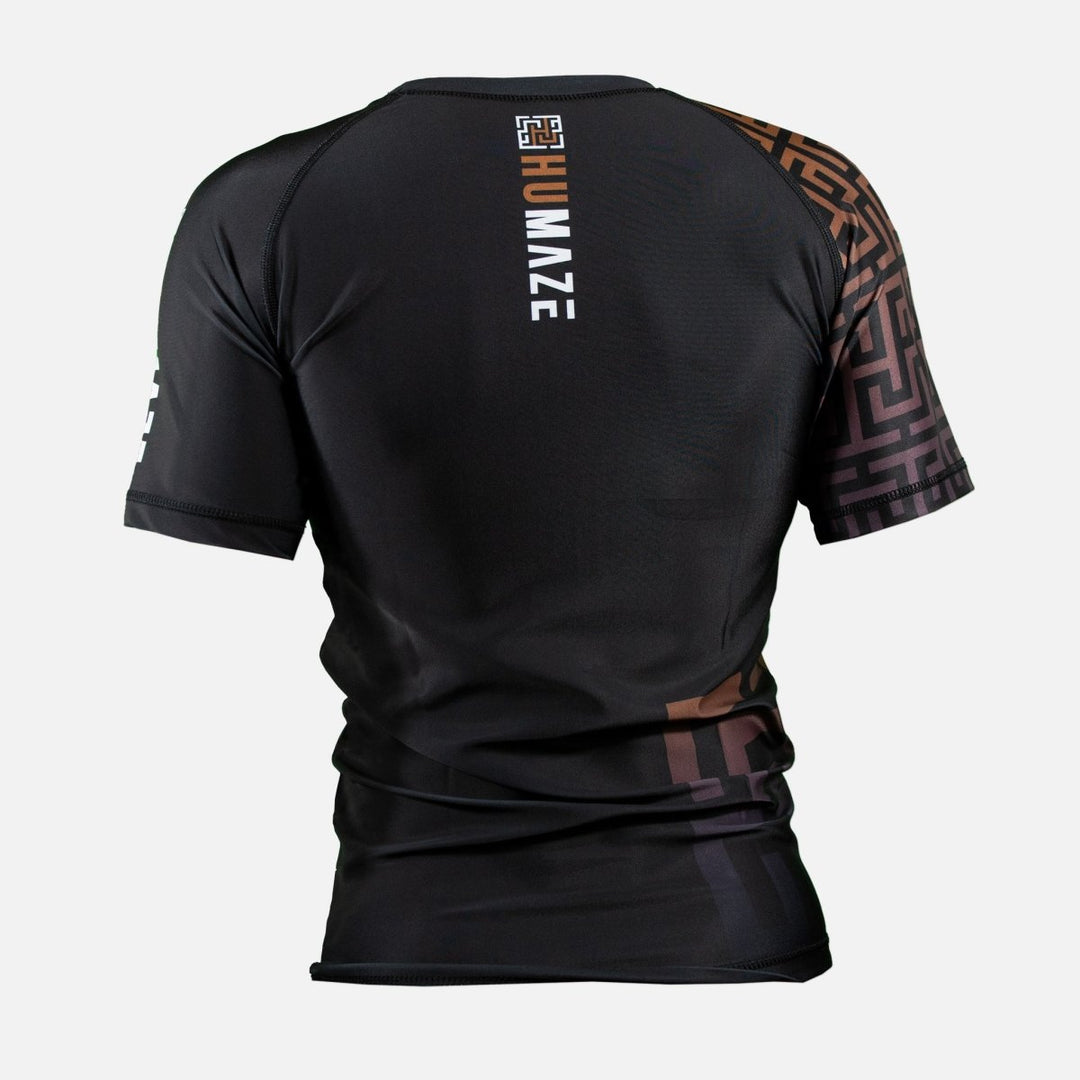 humaze maze ranked rashguard brown short sleeve back