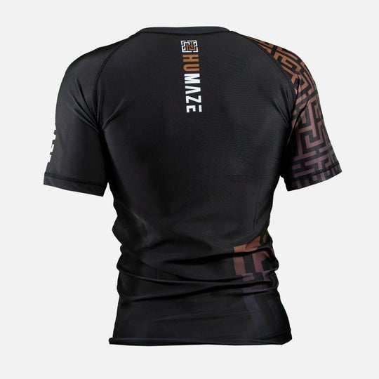 humaze maze ranked rashguard brown short sleeve back