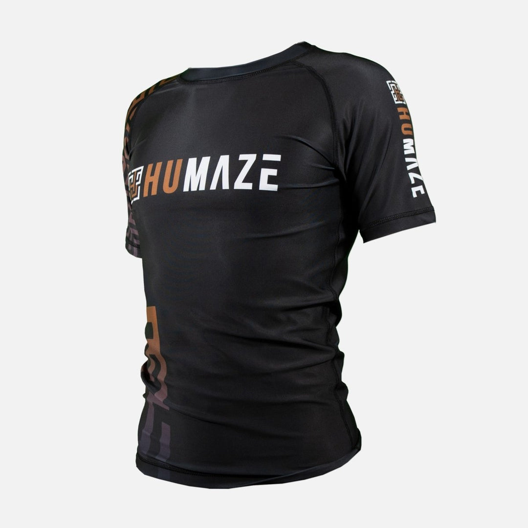 humaze maze ranked rashguard brown short sleeve side