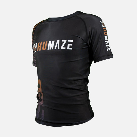 humaze maze ranked rashguard brown short sleeve side